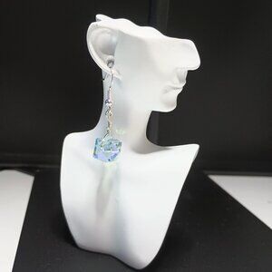 2/$10 Iridescent Light Blue Octagon Prism Dangle Earrings
